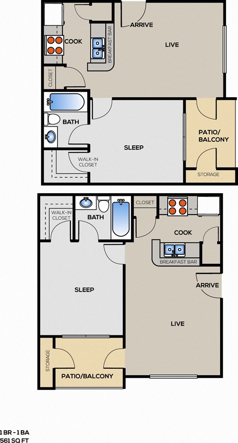 1 Bedroom Floor Plan at Magnolia Terrace, North Carolina